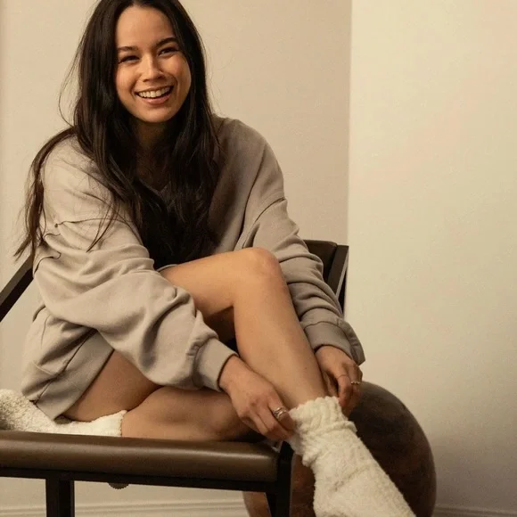 Jackson Rowe Relaxed V-Neck Sweater in Taupe - Picture 2 of 10